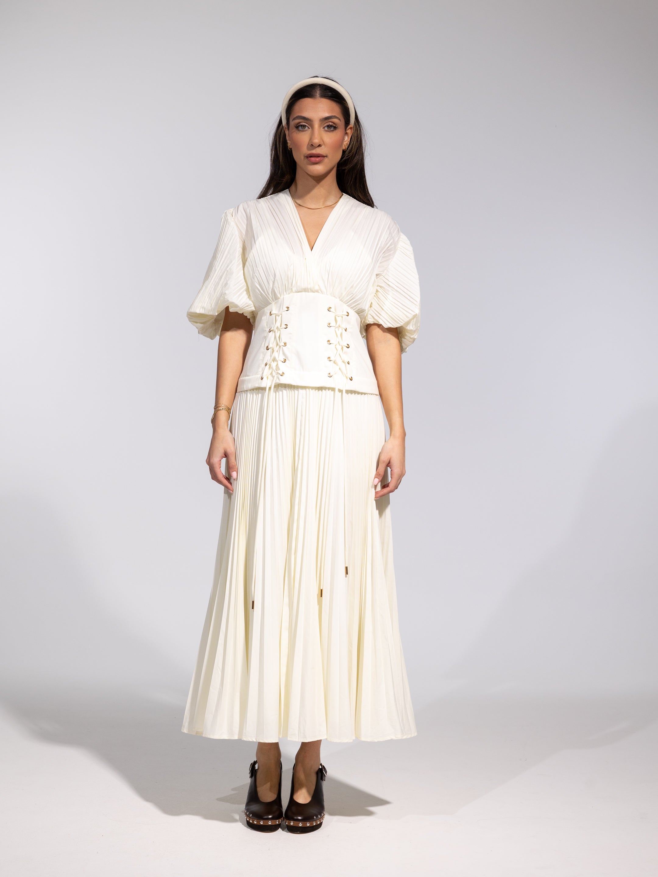 CORSET PLEATED DRESS