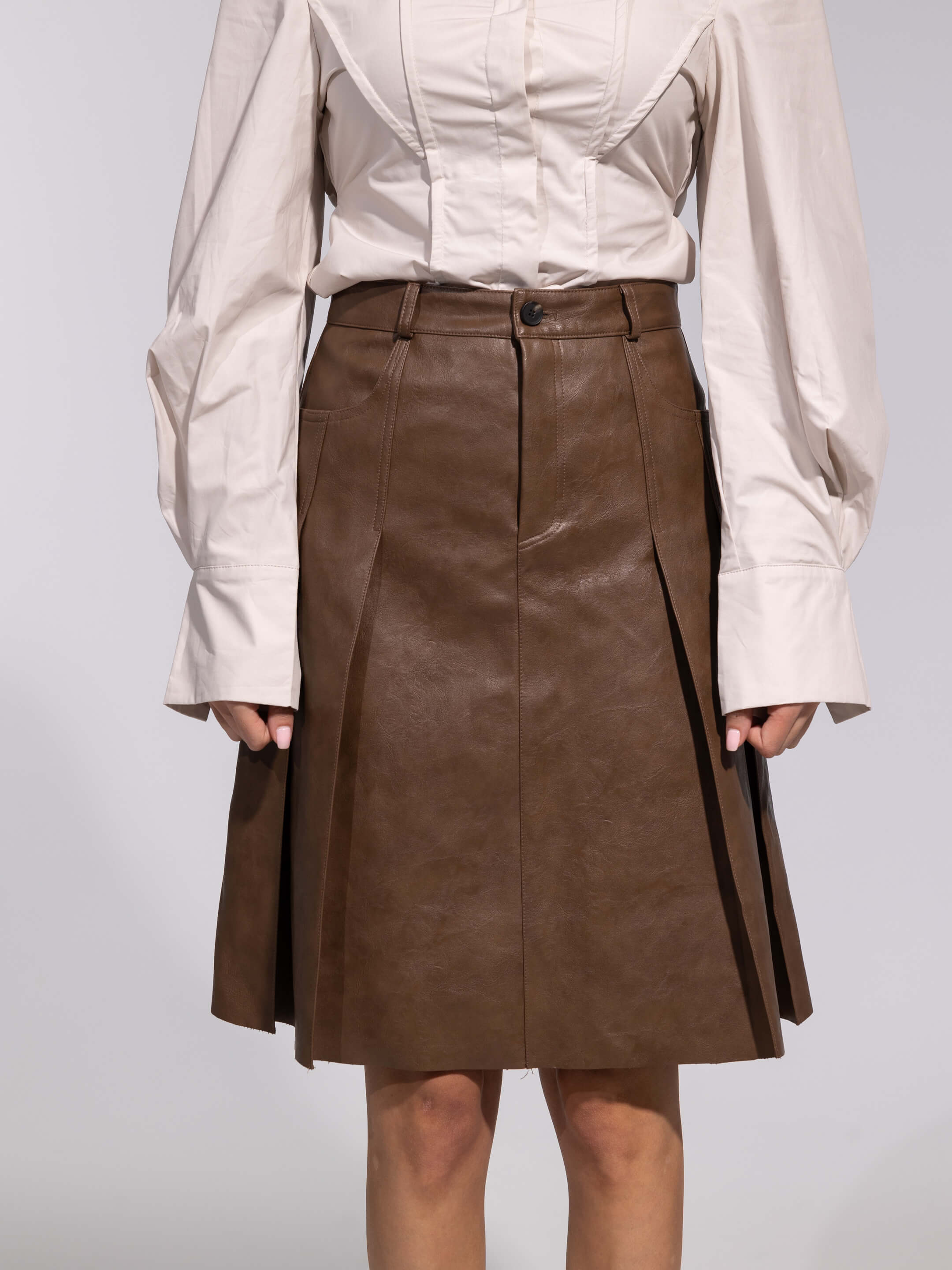LEATHER PLEAT SKIRT