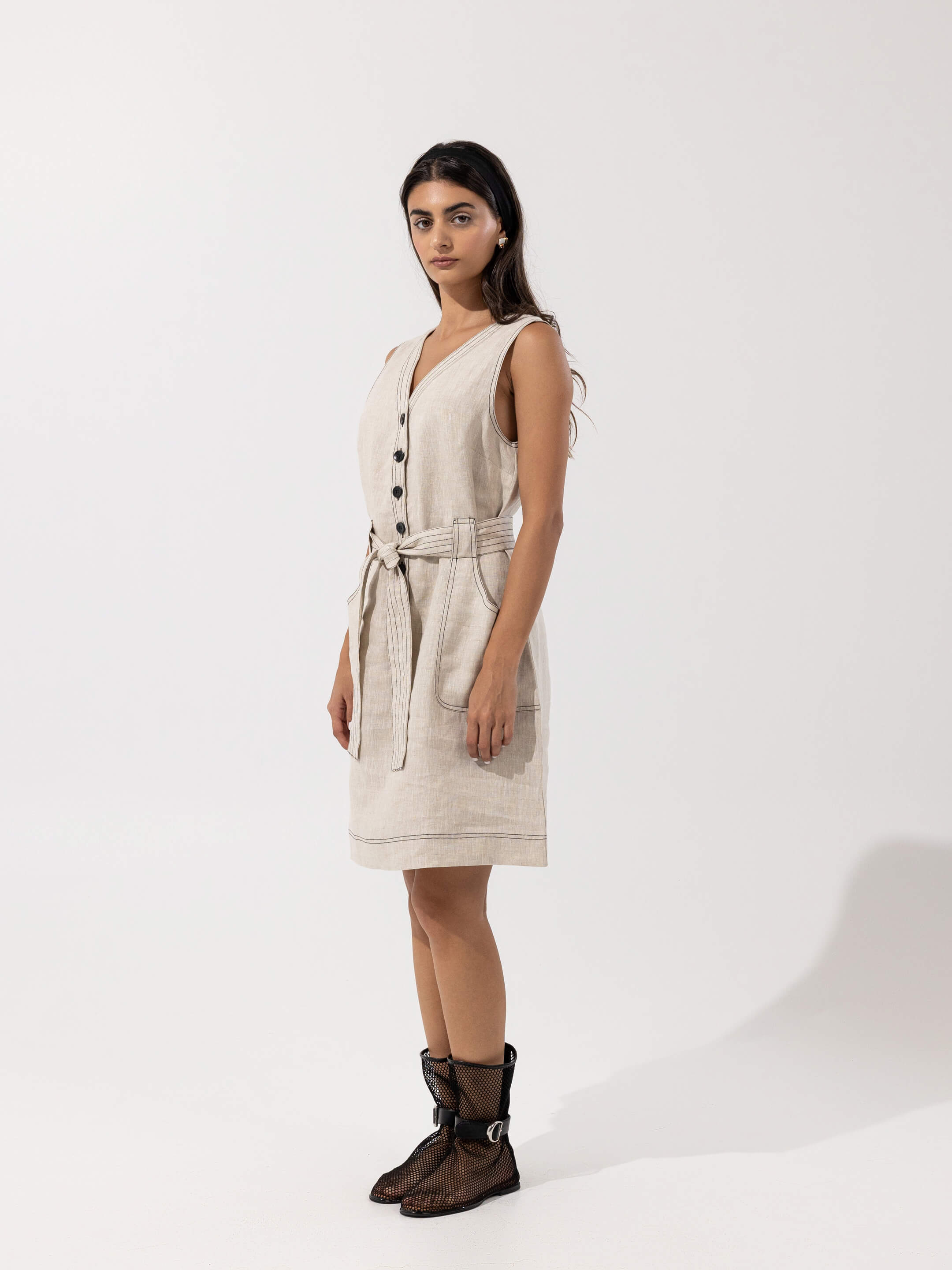 LINEN BEIGE DRESS