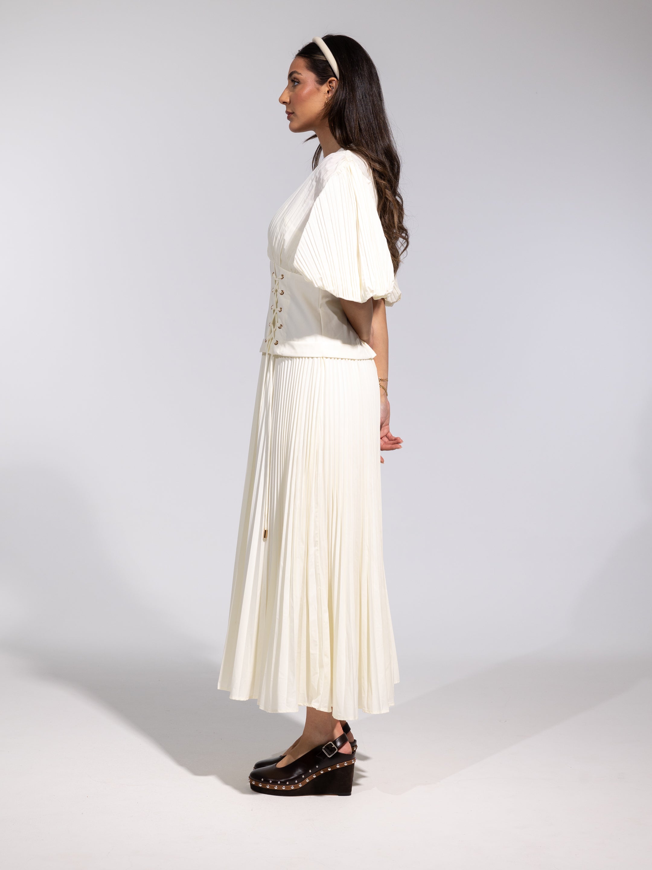 CORSET PLEATED DRESS