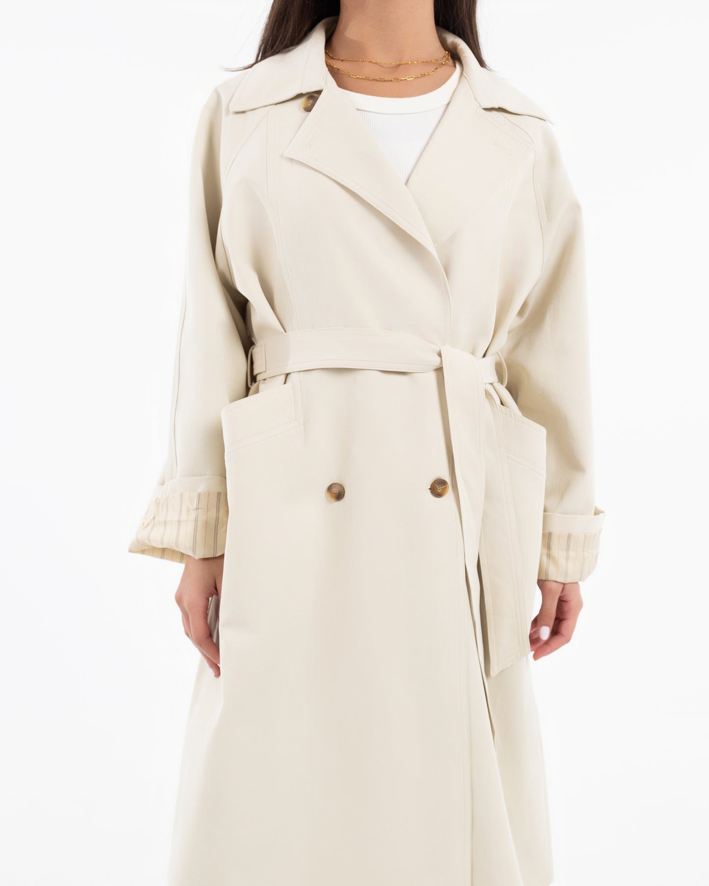 STRIPE SLEEVES TRENCH COAT