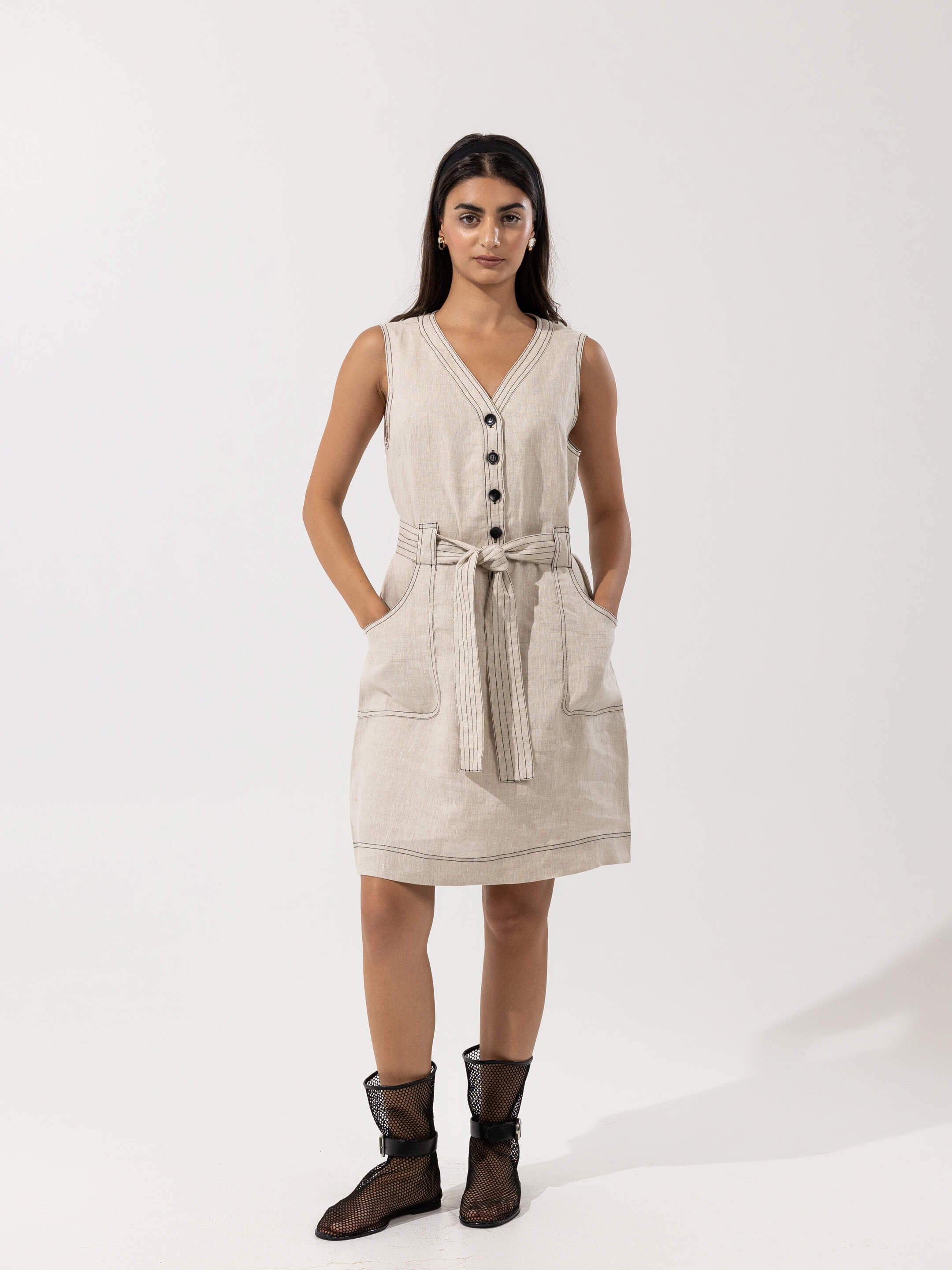 LINEN BEIGE DRESS