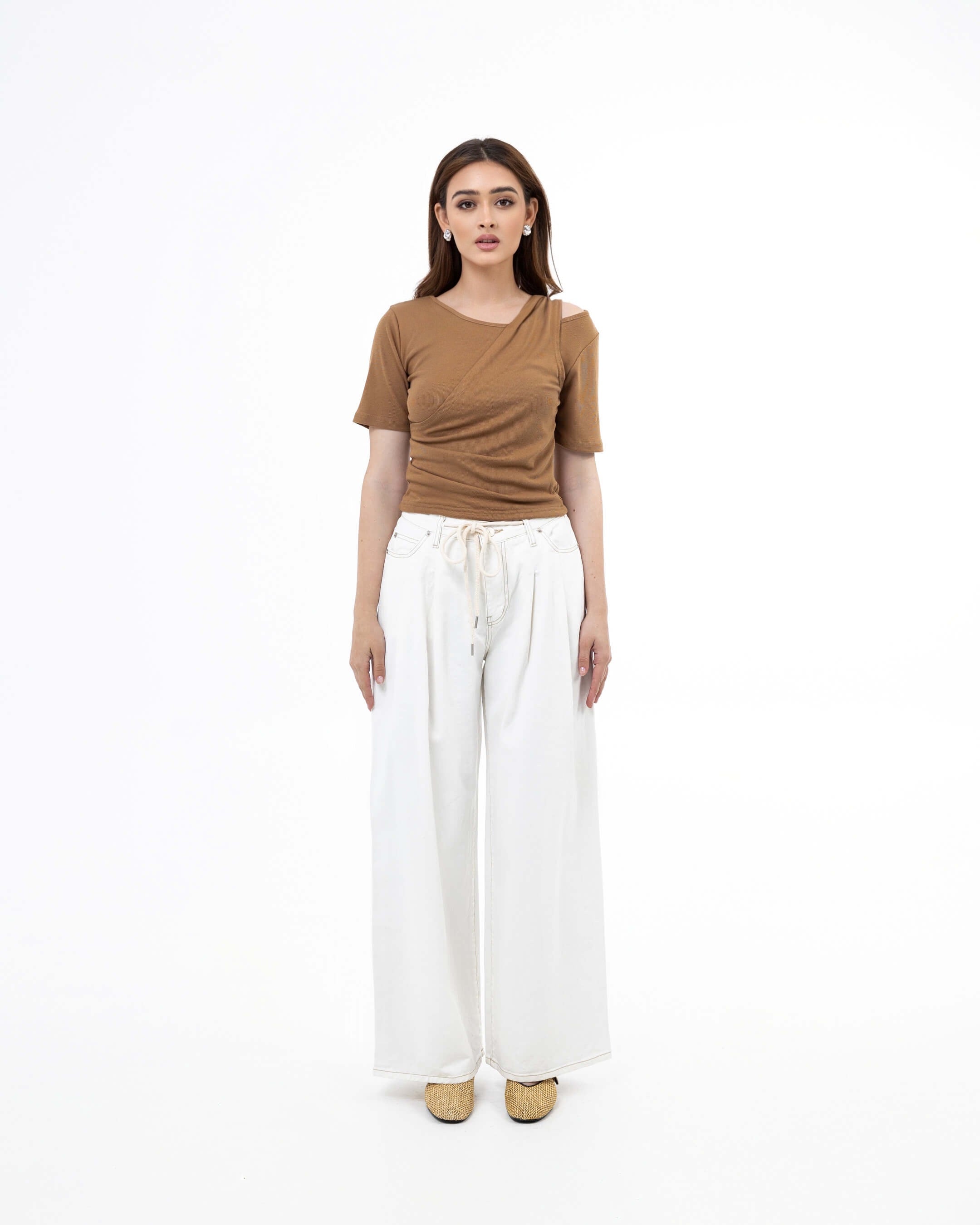 BROWN ASYM TOP