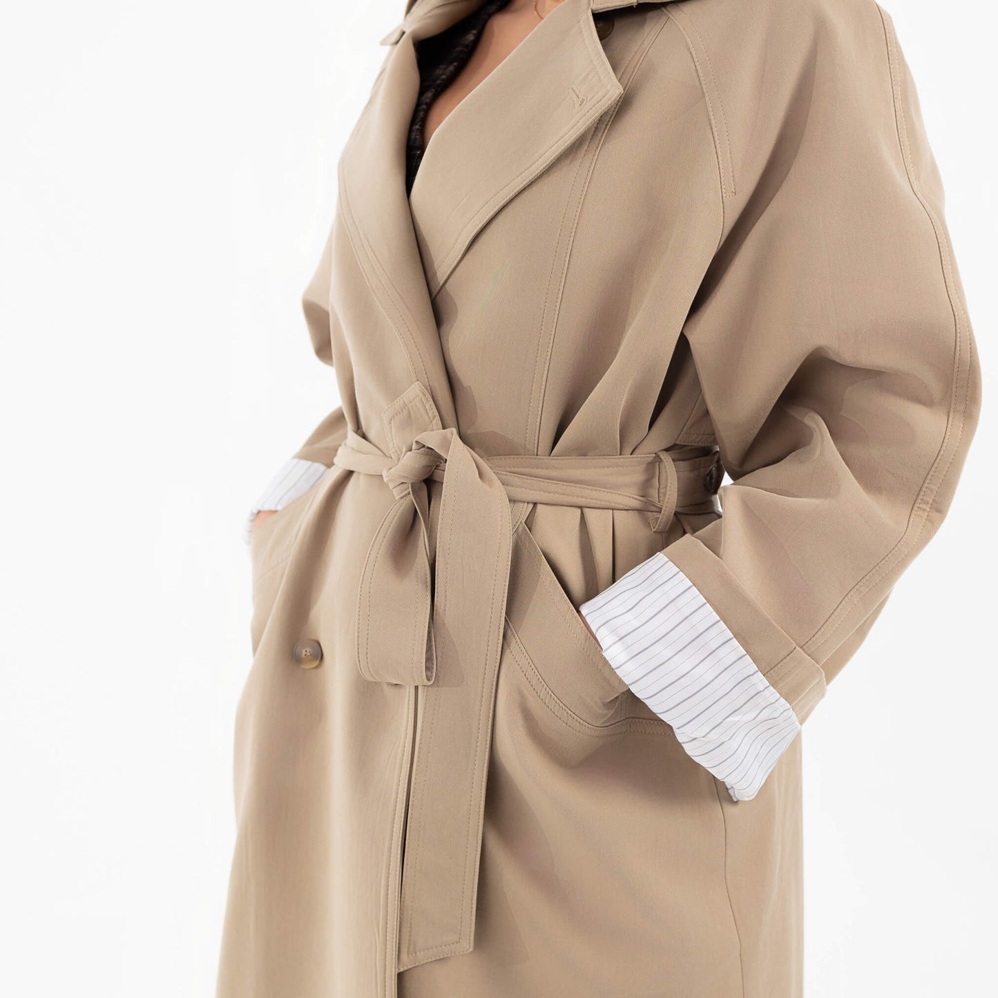 STRIPE SLEEVES TRENCH COAT